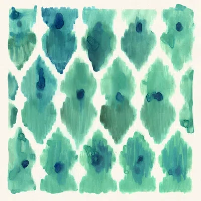 Wendover Art Group Painterly Ikat Collection 8 - Picture Frame Painting On Paper In Green