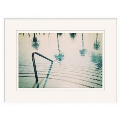 Wendover Art Group Palm Reflecting Pool By Christopher Kennedy - Picture Frame Photograph On Paper In Gray;teal
