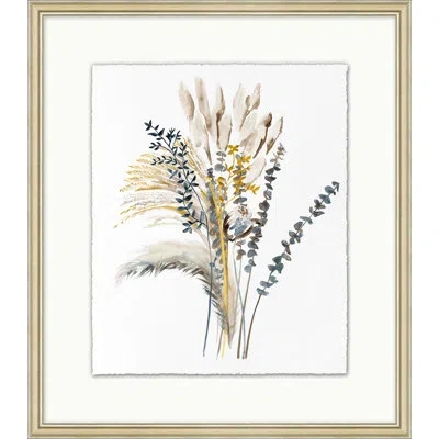 Wendover Art Group Pampas Posy 3 - Single Picture Frame Print In Gray,brown,gold