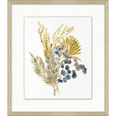 Wendover Art Group Pampas Posy 4 - Single Picture Frame Print In Gray,brown,gold