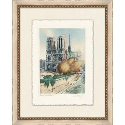 Wendover Art Group Paris, Notre Dame - Picture Frame Painting On Paper In Blue;brown;gray