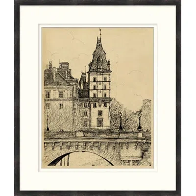 Wendover Art Group Paris Street Scene 8 - Picture Frame Drawing Print On Paper In Black;beige