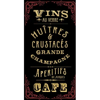 Wendover Art Group Parisian Café 1 - Textual Art In Black;gold