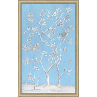 Wendover Art Group Parlor Birds 1 - Picture Frame Painting In Blue