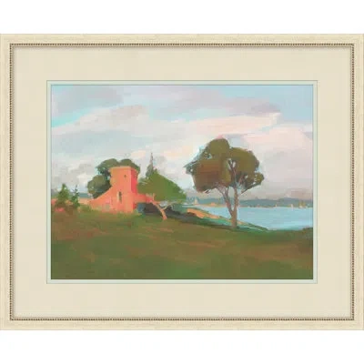 Wendover Art Group Pastures 1 - Picture Frame Painting On Paper In Blue;green