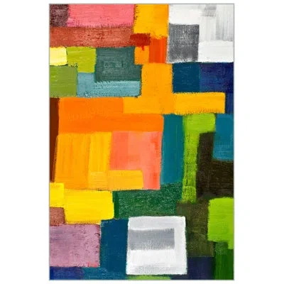 Wendover Art Group Patches 2 By Christopher Kennedy - Floater Frame Painting On Canvas In Green;orange