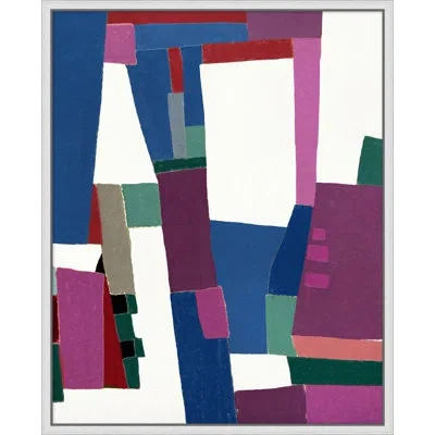 Wendover Art Group Patchworks 1 By Christopher Kennedy - Floater Frame Painting On Canvas In Blue;white;purple