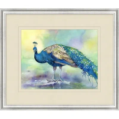 Wendover Art Group Peacock Reflections 2 - Picture Frame Painting On Paper In Blue;green