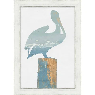 Wendover Art Group Pelican Relief 2 - Picture Frame Painting On Paper In Blue;white;gold