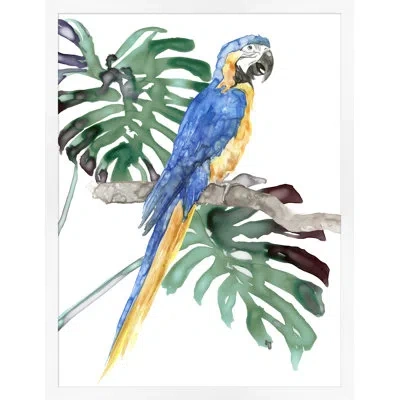 Wendover Art Group Perched Parrot 1 - Picture Frame Painting In Blue;green