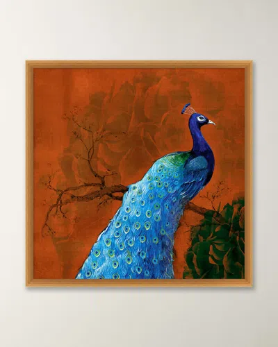 Wendover Art Group Perched Peacock 1 Framed Giclee In Orange