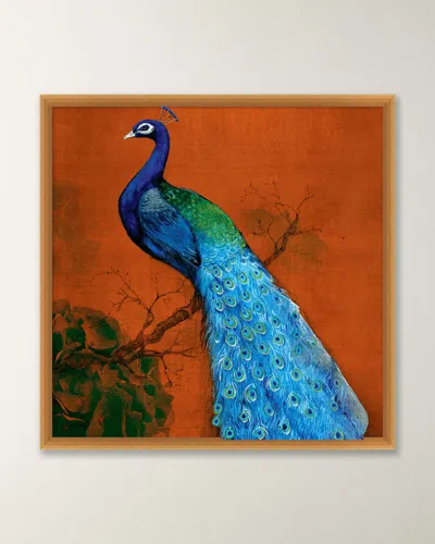 Wendover Art Group Perched Peacock 2 Framed Giclee In Orange