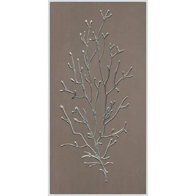 Wendover Art Group Pewter Coral Icon 1 - Floater Frame Print On Primed Linen In Brown,gray