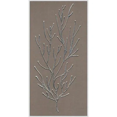 Wendover Art Group Pewter Coral Icon 2 - Floater Frame Print On Primed Linen In Brown,gray