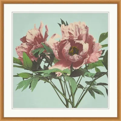 Wendover Art Group Pink Floral On Aqua 4 - Picture Frame Painting