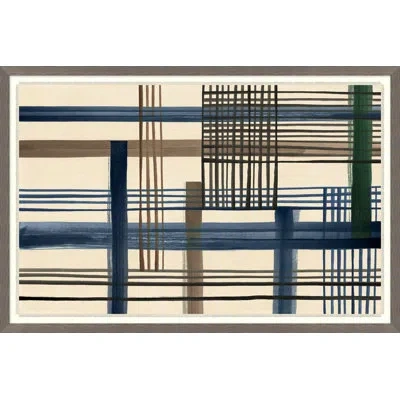 Wendover Art Group Plaid Tapestry 4 By Thom Filicia - Picture Frame Painting On Canvas In Blue;brown;beige