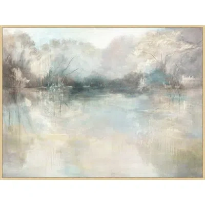 Wendover Art Group Pond In The Mist By - Floater Frame Painting On Canvas In Gray
