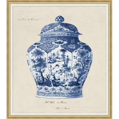 Wendover Art Group Porcelain Vase 2 -  Picture Frame Painting In Blue;white;beige