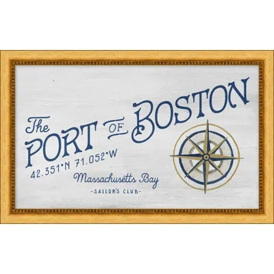 Wendover Art Group Port Of Boston - Picture Frame Textual Art On Paper In Blue;yellow;ivory