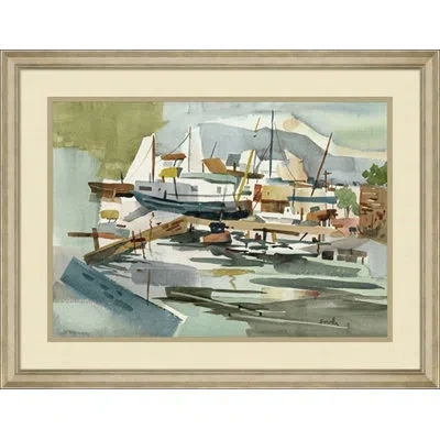 Wendover Art Group Port Royal Jamaica - Picture Frame Painting On Paper In Blue;brown;green