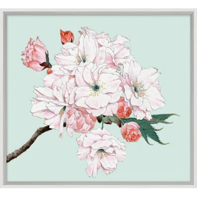 Wendover Art Group Powder Blue Blossom 8 - Picture Frame Painting In White;pink;turquoise
