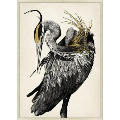 Wendover Art Group Proud Heron - Single Picture Frame Print On Paper In Brown,white,black