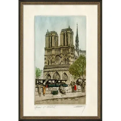 Wendover Art Group Quai St. Michel - Picture Frame Painting On Paper In Black;green;gray