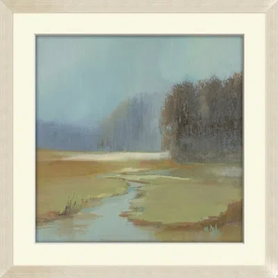 Wendover Art Group Quiet Brook - Picture Frame Painting On Paper In Blue;beige