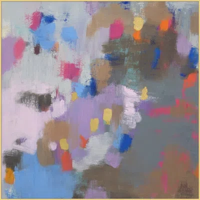 Wendover Art Group Ramble - Floater Frame Painting On Canvas In Blue;brown;purple