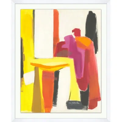 Wendover Art Group Red Block Structure No. 1 By Christopher Kennedy - Picture Frame Painting On Paper In Red;yellow;pink