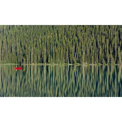 Wendover Art Group Red Canoe - Unframed Photograph On Plastic In Green