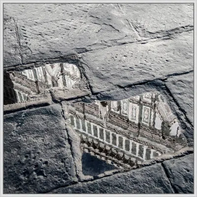 Wendover Art Group Reflecting History 4 By Lillian August - Floater Frame Photograph On Canvas In Black;white;gray