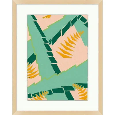 Wendover Art Group Retro Lithograph Collection 6 - Picture Frame Painting On Paper In Yellow;pink;teal