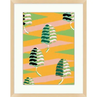 Wendover Art Group Retro Lithograph Collection 8 - Picture Frame Painting On Paper In Green;yellow;pink