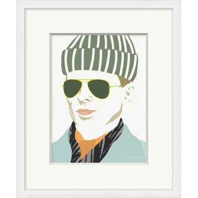 Wendover Art Group Retro Portrait 3 By Mat Sanders - Picture Frame Painting On Paper In Blue;green