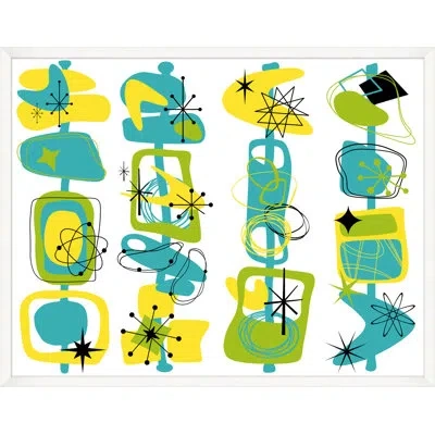 Wendover Art Group Retro Totem Collection By Christopher Kennedy - Picture Frame Painting On Paper In Blue;green;yellow