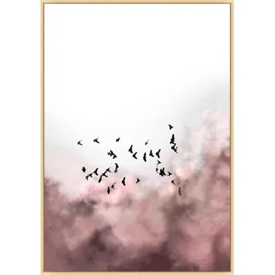 Wendover Art Group Rose Doves By Mat Sanders - Floater Frame Painting On Canvas In Black;pink