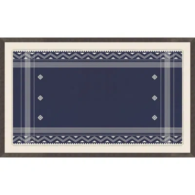 Wendover Art Group Round Top Textile 1 By Lillian August - Single Picture Frame Graphic Art On Canvas In Blue;beige