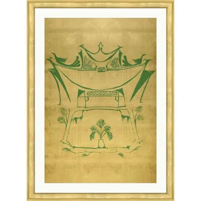 Wendover Art Group Royal Pagoda 2 By Lillian August - Single Picture Frame Graphic Art In Green;gold Leaf