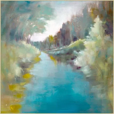 Wendover Art Group Ruby's Canada By - Floater Frame Painting On Canvas In Blue