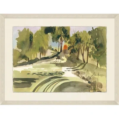 Wendover Art Group Rural New York - Picture Frame Painting On Paper In Green;beige