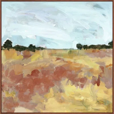 Wendover Art Group Rustic Flower Field 1 In Brown,yellow,dark Green,light Blue