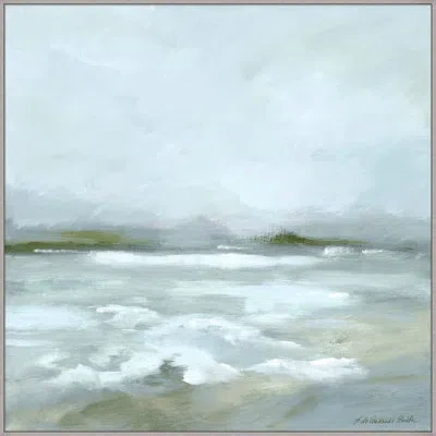 Wendover Art Group Sage White Caps - Floater Frame Print On Canvas In Green,blue,white