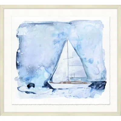 Wendover Art Group Sailing 2 - Picture Frame Painting On Paper In Blue;white