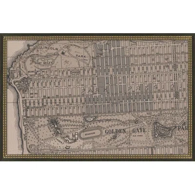 Wendover Art Group San Francisco Vintage Grid Map D In Black,ivory