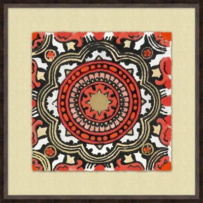 Wendover Art Group Sari Patterns 1 - Picture Frame Painting On Paper In White;green;red
