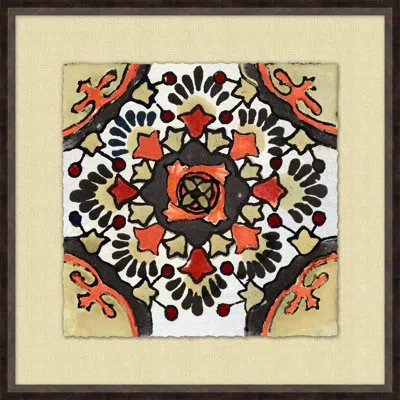 Wendover Art Group Sari Patterns 3 - Picture Frame Painting On Canvas In White;green;red;orange