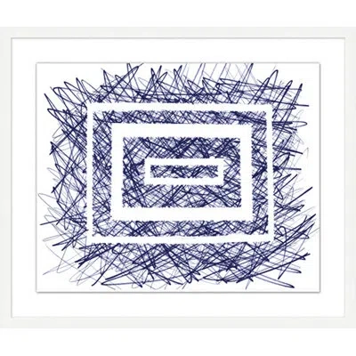 Wendover Art Group Scratched 2 By Thom Filicia - Picture Frame Painting On Paper In Blue