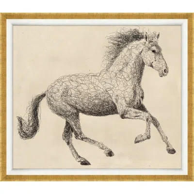 Wendover Art Group Scribble Horse - Picture Frame Drawing Print On Paper In Gray;beige