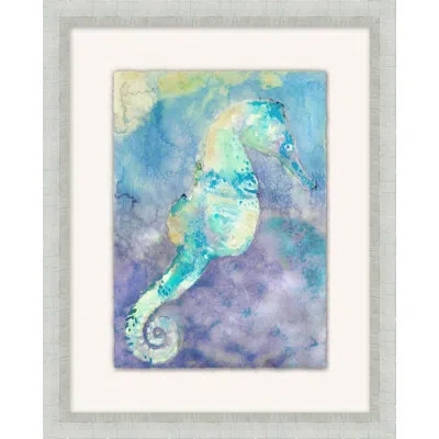 Wendover Art Group Seahorse 1 - Picture Frame Painting On Paper In Blue;purple